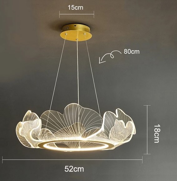 Nowoczesna Lampa Wisząca Ring Lotus Żyrandol Złoty - obrazek 16