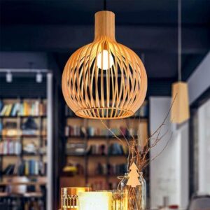 Lampa Wisząca Octo Drewniana Skandynawska