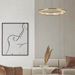 Kryształowa Lampa Wisząca Krone Żyrandol Glamour Złota