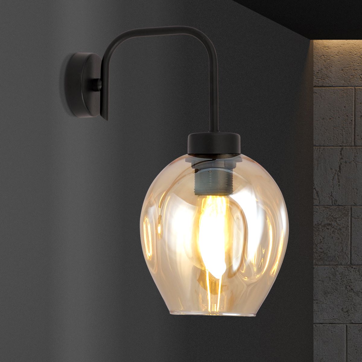 Klasyczna Lampa Ścienna Lukka Kinkiet Szklany - obrazek 5