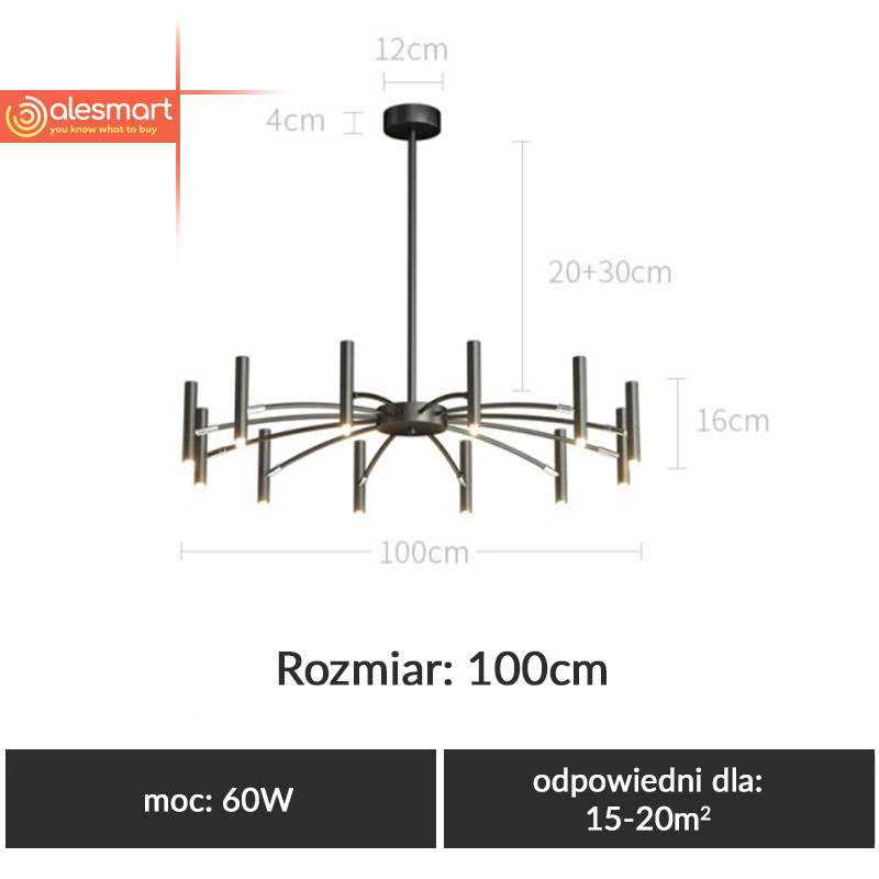 Nowoczesna Lampa Sufitowa Modernism Żyrandol Nordycki 100 cm - obrazek 5