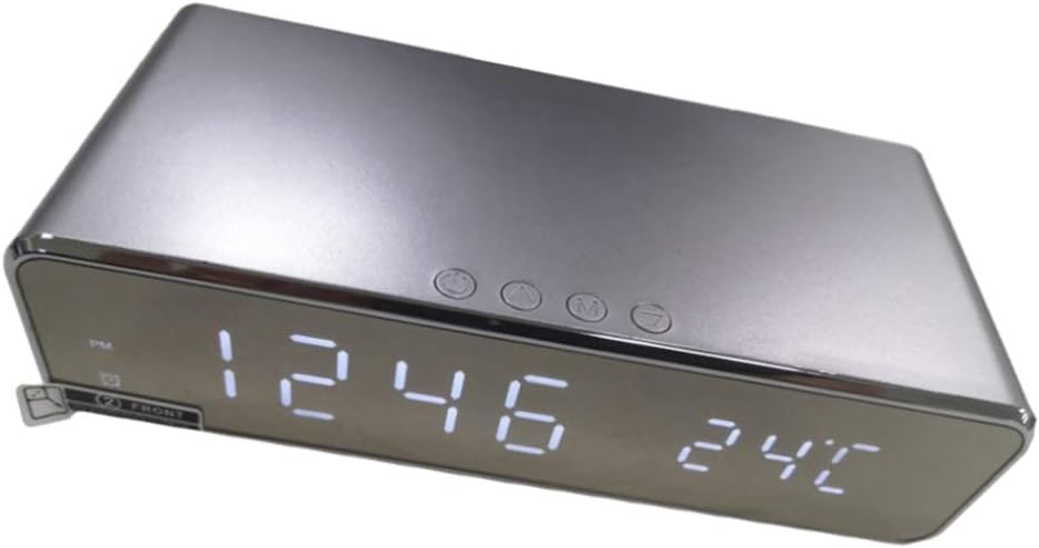 Lustrzany Zegar Budzik Termometr Bezprzewodowa Ładowarka - obrazek 11