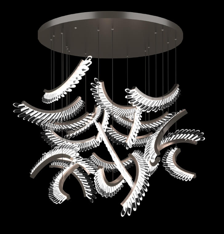 Postmodernistyczna Lampa Sufitowa Art Feather Żyrandol LED - obrazek 8