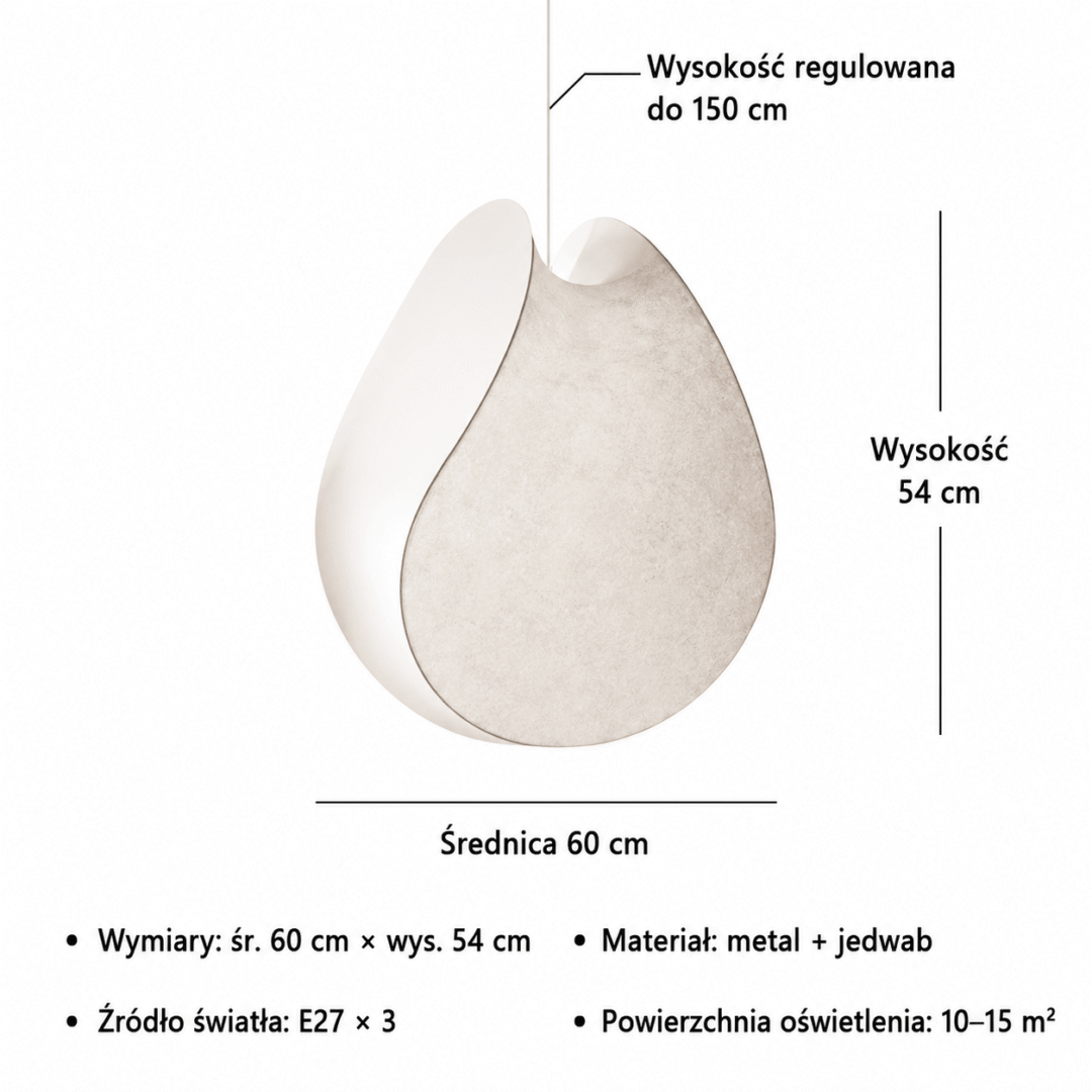 Lampa wisząca Wabi Sabi z jedwabnym abażurem 60