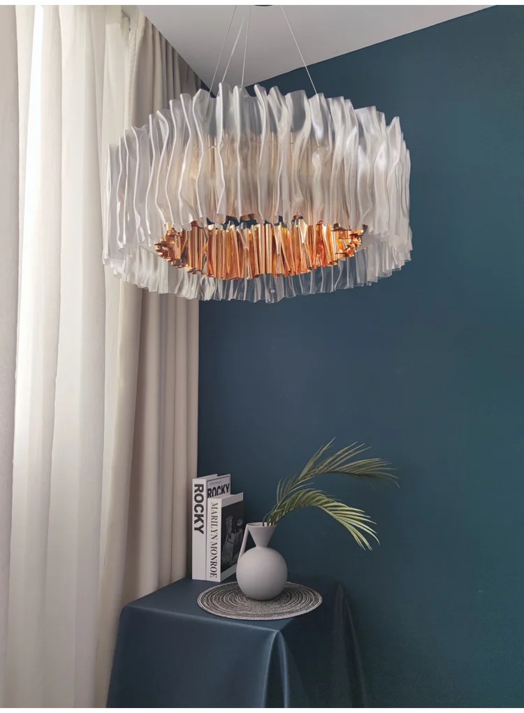 Nowoczesna Lampa Wisząca Accordeon Żyrandol Złoty Srebrny - obrazek 5