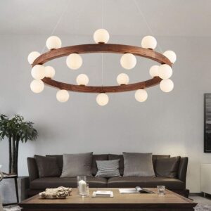 Skandynawska Drewniana Lampa Wisząca Grand Żyrandol Boho