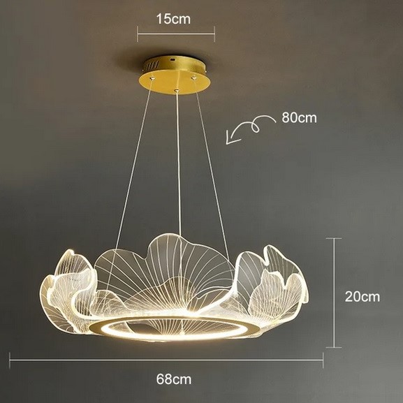Nowoczesna Lampa Wisząca Ring Lotus Żyrandol Złoty - obrazek 17