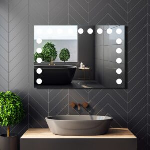 Lustro łazienkowe Visage prostokątne z oświetleniem LED z ramą