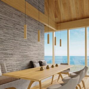 Skandynawska Nowoczesna Lampa Wisząca Drewniana Lino Tuba