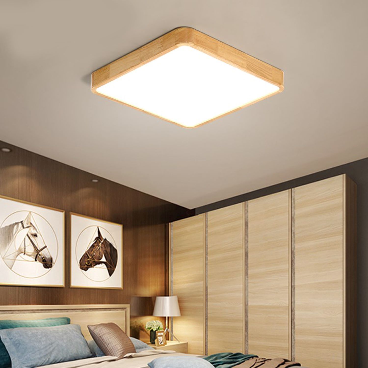 Drewniana Lampa Sufitowa Wood Plafon LED - obrazek 2