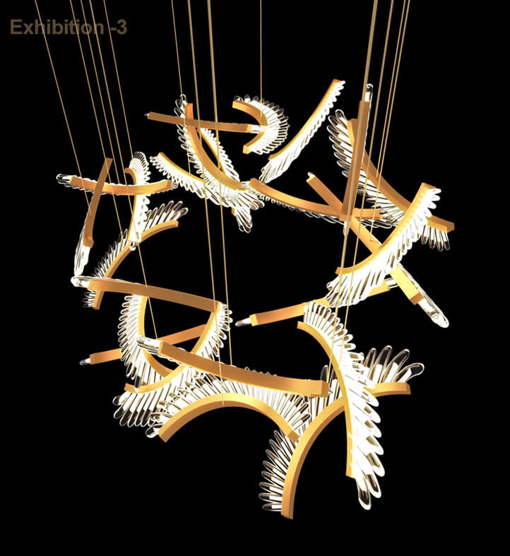 Postmodernistyczna Lampa Sufitowa Art Feather Żyrandol LED - obrazek 7