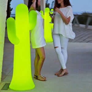 Lampa stojąca Newgarden Pancho kaktus LED – lampa ogrodowa limonkowa zieleń (designerska, G13)