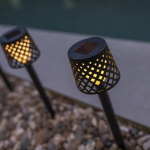Newgarden lampa solarna LED Gretita czarna szpikulec do ziemi 4 szt