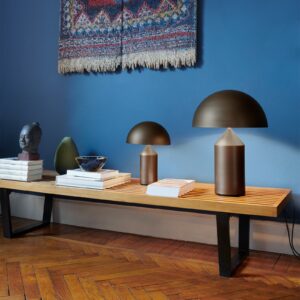Lampa stołowa Oluce Atollo aluminium Ø 25 cm brązowy