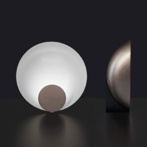 Oluce Siro lampa stołowa LED ściemniana Ø 34 cm Bronz