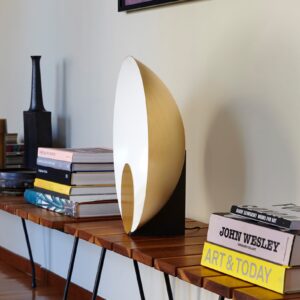 Oluce Siro lampa stołowa LED ściemniana Ø 45 cm złota