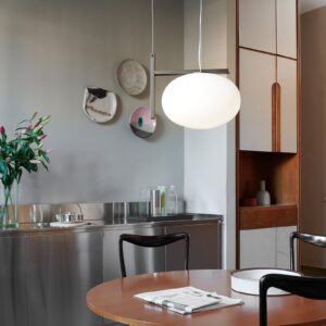 Lampa wisząca Oluce Alba 466 z metalowym dekorem brązowa