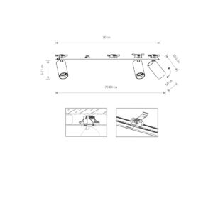 Oprawa podtynkowa GU10, czarna, 3 reflektory MONO SURFACE – zdjęcie 2