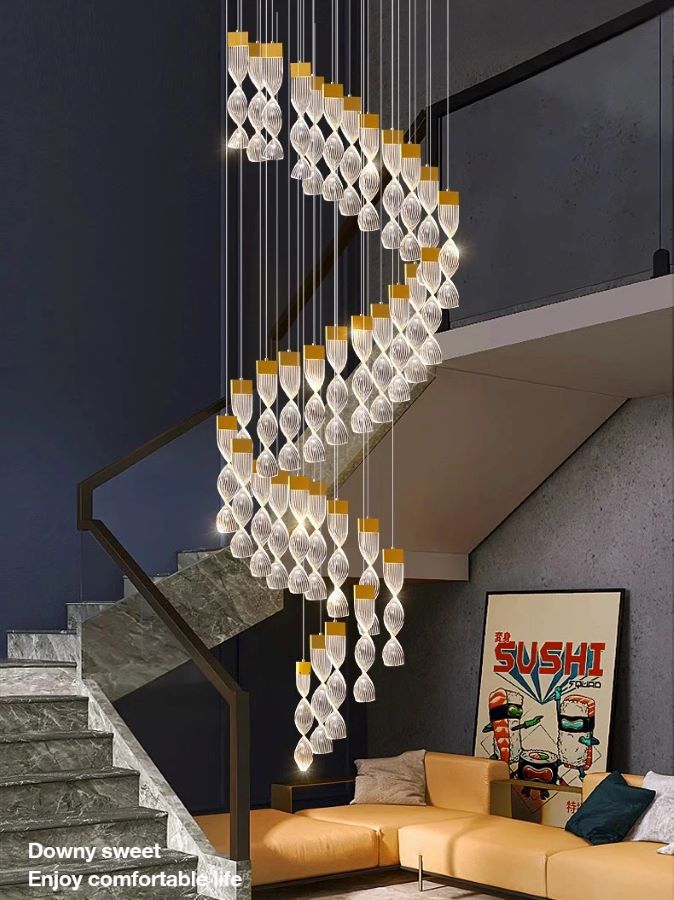 Nowoczesna Lampa Wisząca Precel Żyrandol Złoty LED - obrazek 2