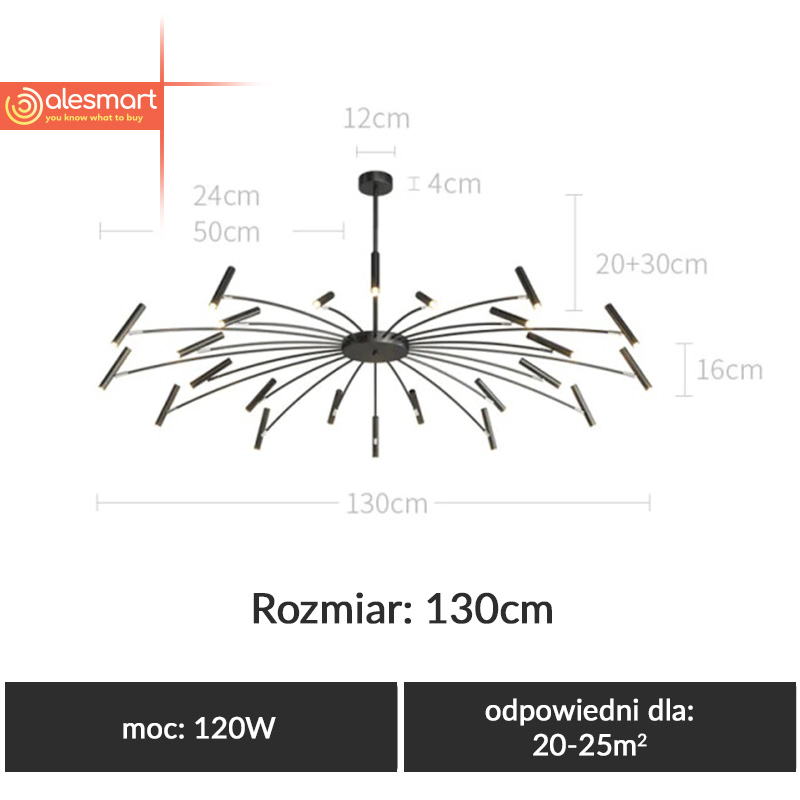 Nowoczesna Lampa Sufitowa Modernism Żyrandol Nordycki 130 cm - obrazek 5