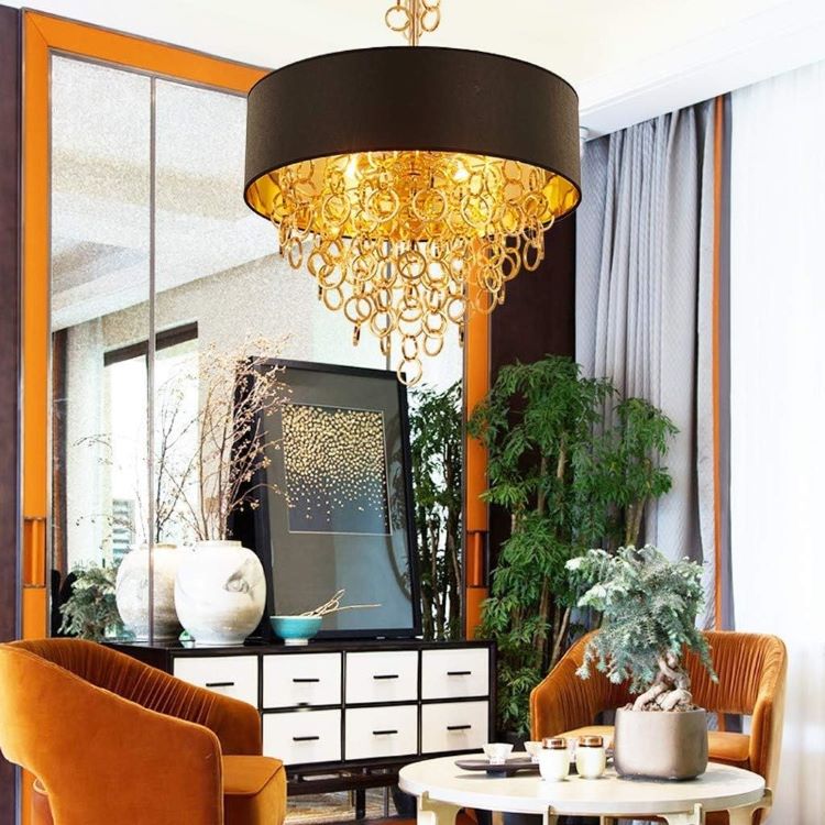 Nowoczesna Lampa Sufitowa Groovy Żyrandol Złoty Glamour - obrazek 3