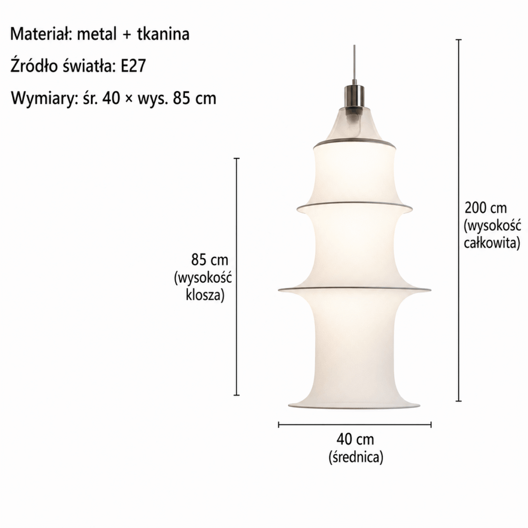 Lampa wisząca z materiałowym abażurem 85