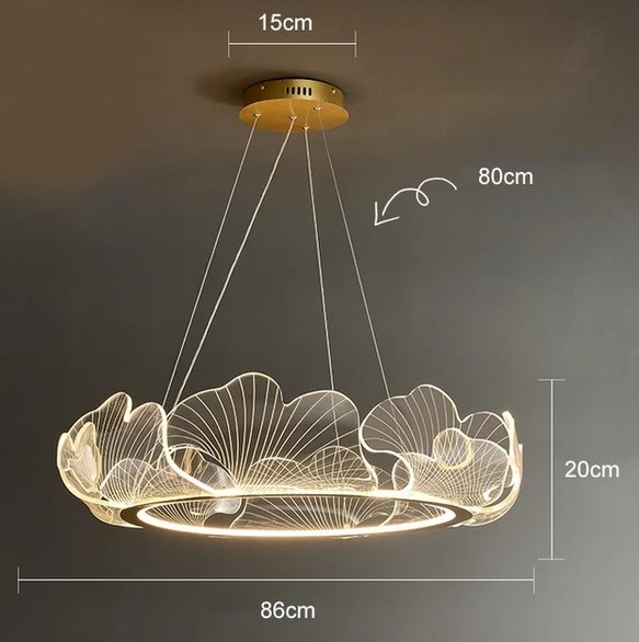 Nowoczesna Lampa Wisząca Ring Lotus Żyrandol Złoty - obrazek 18