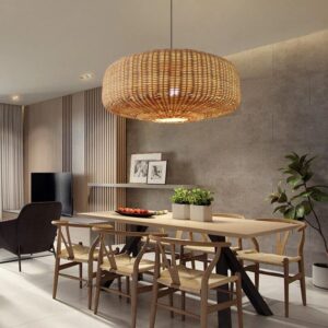 Klasyczna Lampa Wisząca Oviedo Żyrandol Rattanowy Boho