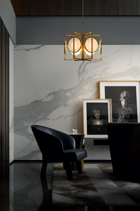 Lampa Wisząca Żyrandol Marmo Glamour LED Złota - obrazek 3