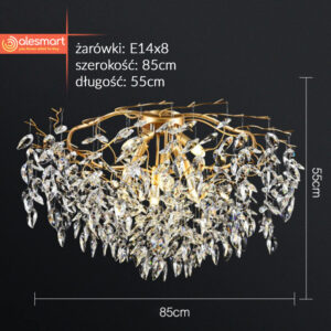 Nowoczesny Kryształowy Plafon Nature Złoty Okrągły