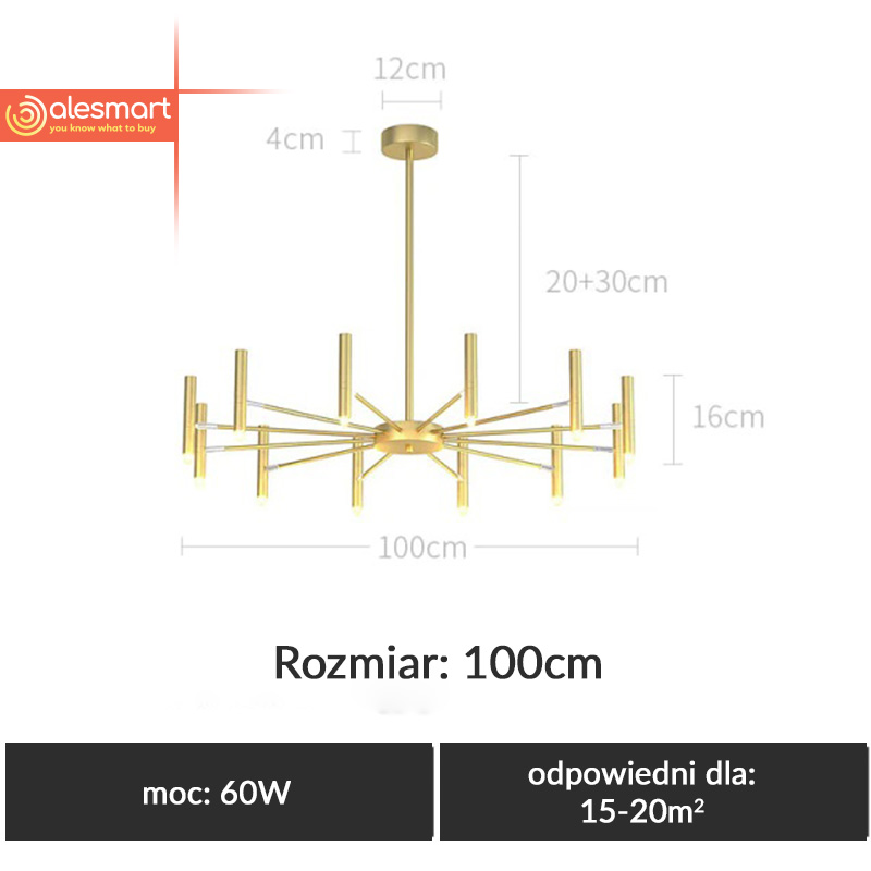 Nowoczesna Lampa Sufitowa Modernism Żyrandol Nordycki 100 cm - obrazek 6