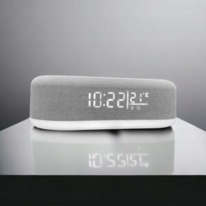 Zegar Budzik Termometr Bezprzewodowa Ładowarka Biały