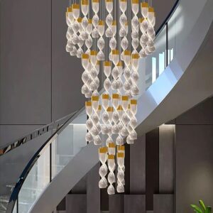 Nowoczesna Lampa Wisząca Precel Żyrandol Złoty LED