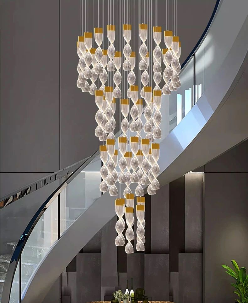 Nowoczesna Lampa Wisząca Precel Żyrandol Złoty LED