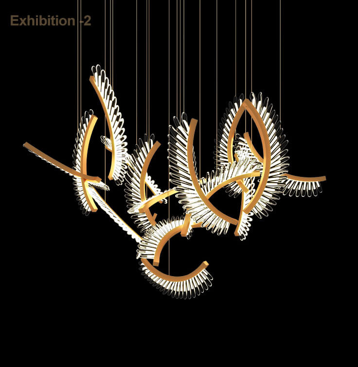 Postmodernistyczna Lampa Sufitowa Art Feather Żyrandol LED - obrazek 5