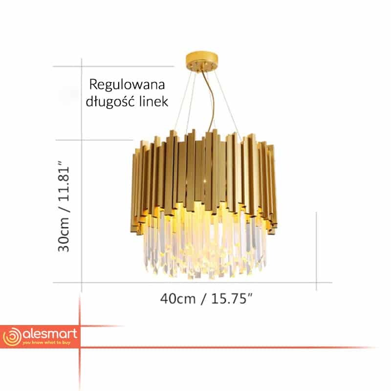Nowoczesna Kryształowa Lampa Wisząca Gladius Żyrandol Glamour Złoty - obrazek 2