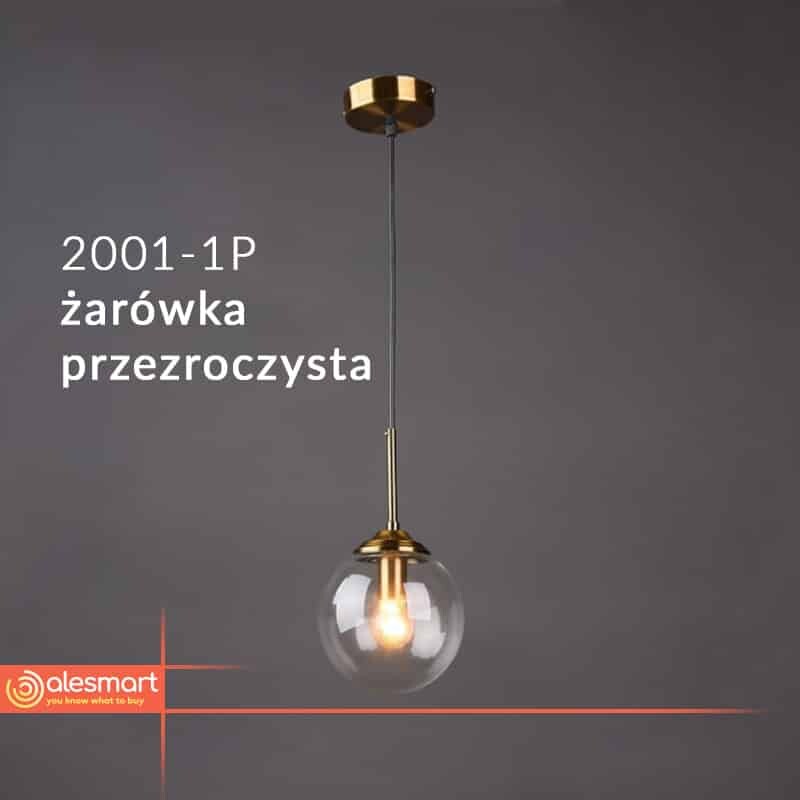 Nowoczesna lampa wisząca szklana kula złoty pierścień - obrazek 8