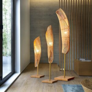 Bambusowa Lampa Podłogowa Stojąca Żagiel Boho