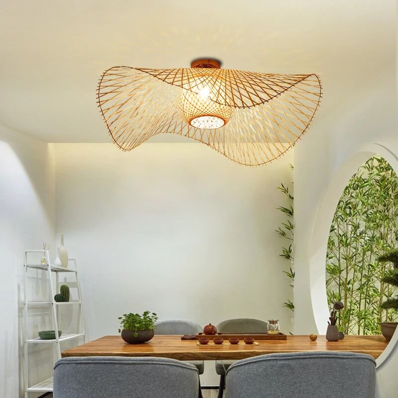Bambusowa Lampa Sufitowa Kapelusz Boho - obrazek 7