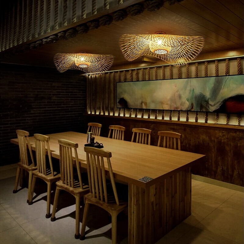 Bambusowa Lampa Sufitowa Kapelusz Boho - obrazek 9