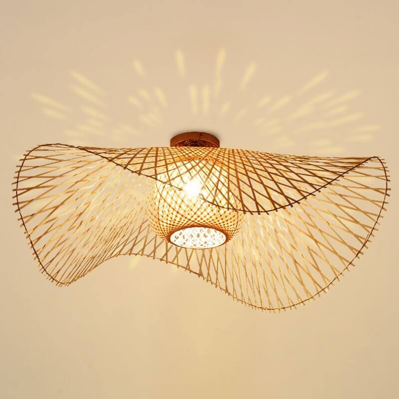 Bambusowa Lampa Sufitowa Kapelusz Boho