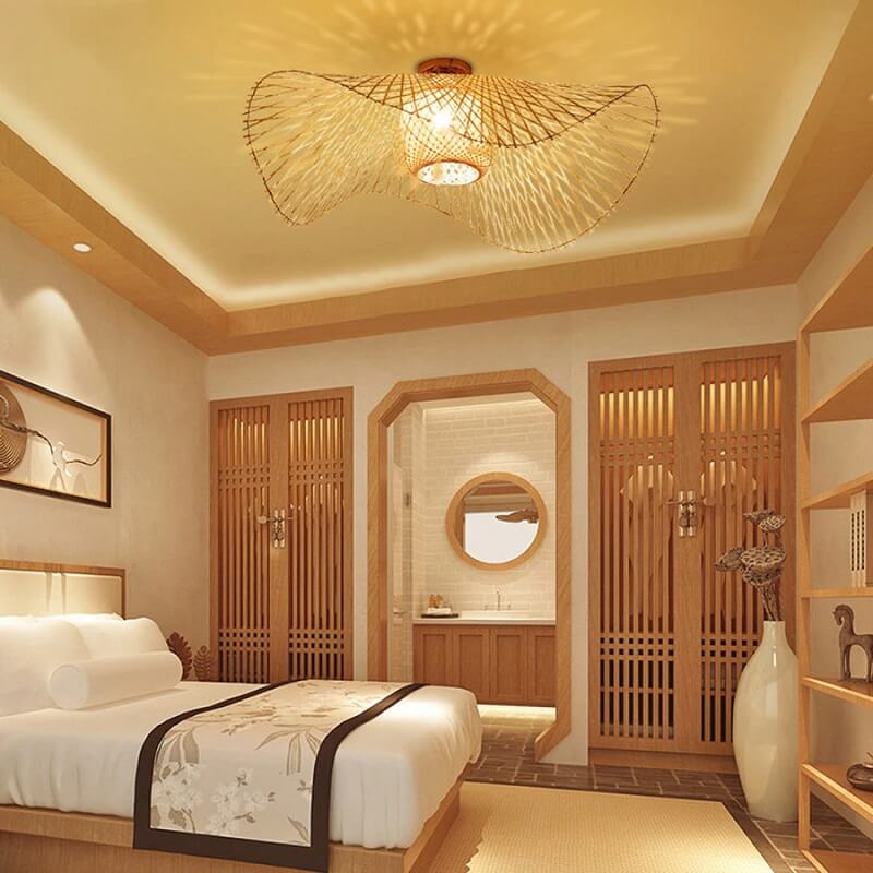 Bambusowa Lampa Sufitowa Kapelusz Boho - obrazek 6