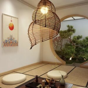 Bambusowa lampa wisząca żyrandol muszla