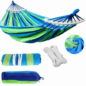 Hamak Dwuosobowy Ogrodowy Niebiesko Zielony