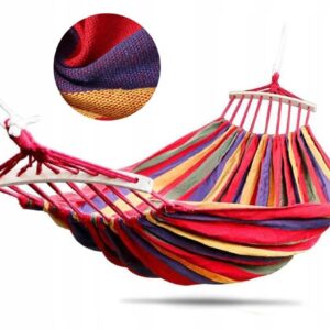 Hamak Dwuosobowy Ogrodowy Czerwono Żółty