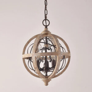 Drewniana Lampa Wisząca Umeiluce Rustykalna