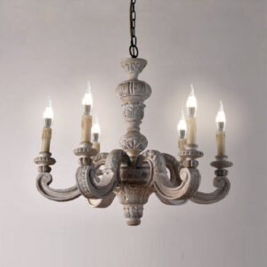 Drewniana Lampa Wisząca Żyrandol Rustykalna