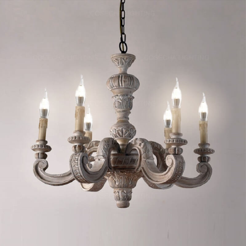 Drewniana Lampa Wisząca Żyrandol Rustykalna