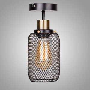 Elegancka Lampa Sufitowa Siatka Czarna Loft