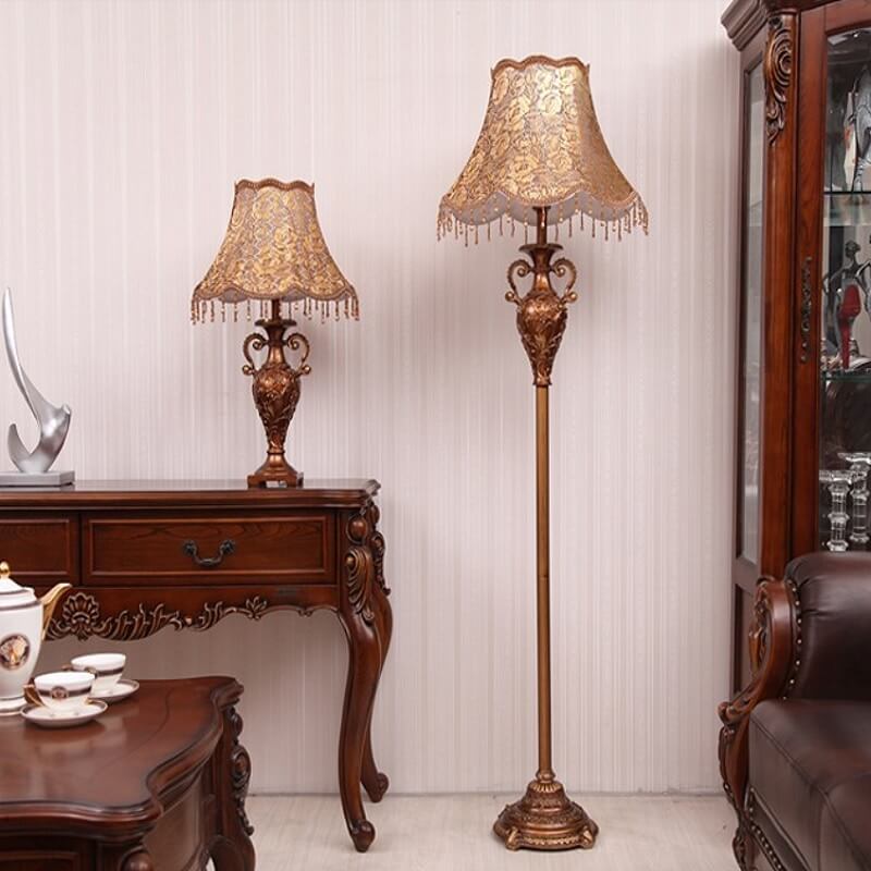 Europejska Lampa Stojąca Vintage Żywica Koraliki